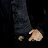 The Meqnes Signature Reversible Belt 32 mm - Golden Buckle