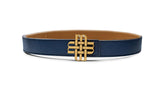 "EARTH & SKY" Reversible Meqnes Signature Belt 25 mm - Camel & Blue | Golden Buckle