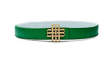 "Atlas Green" Reversible Meqnes Signature Belt 32 mm - Green & White | Golden Buckle