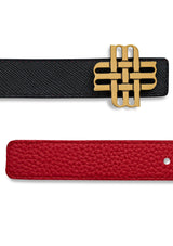 "Moment of Passion" Reversible Meqnes Signature Belt 25 mm - Red & Black | Golden Buckle