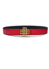 "Moment of Passion" Reversible Meqnes Signature Belt 25 mm - Red & Black | Golden Buckle