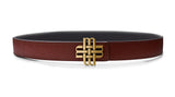 "Sahara Night" Reversible Meqnes Signature Belt 32 mm - Brown & Black | Golden Buckle