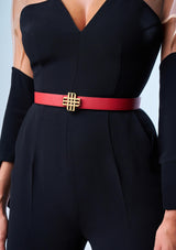 "Moment of Passion" Reversible Meqnes Signature Belt 25 mm - Red & Black | Golden Buckle
