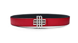 "Moment of Passion" Reversible Meqnes Signature Belt 25 mm - Red & Black | Silver Buckle