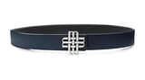 "Midnight Sea" Reversible Meqnes Signature Belt 32 mm - Black & Navy Blue | Silver Buckle