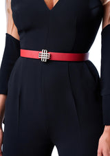 "Moment of Passion" Reversible Meqnes Signature Belt 25 mm - Red & Black | Silver Buckle