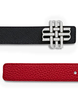 "Moment of Passion" Reversible Meqnes Signature Belt 25 mm - Red & Black | Silver Buckle