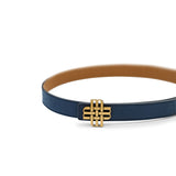 "EARTH & SKY" Reversible Meqnes Signature Belt 25 mm - Camel & Blue | Golden Buckle