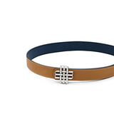 "EARTH & SKY" Reversible Meqnes Signature Belt 25 mm - Camel & Blue | Silver Buckle