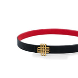 "Moment of Passion" Reversible Meqnes Signature Belt 25 mm - Red & Black | Golden Buckle