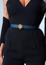 "EARTH & SKY" Reversible Meqnes Signature Belt 25 mm - Camel & Blue | Golden Buckle