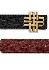 The Meqnes Signature Reversible Belt 32 mm - Golden Buckle