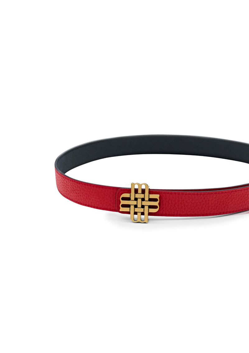 "Moment of Passion" Reversible Meqnes Signature Belt 25 mm - Red & Black | Golden Buckle