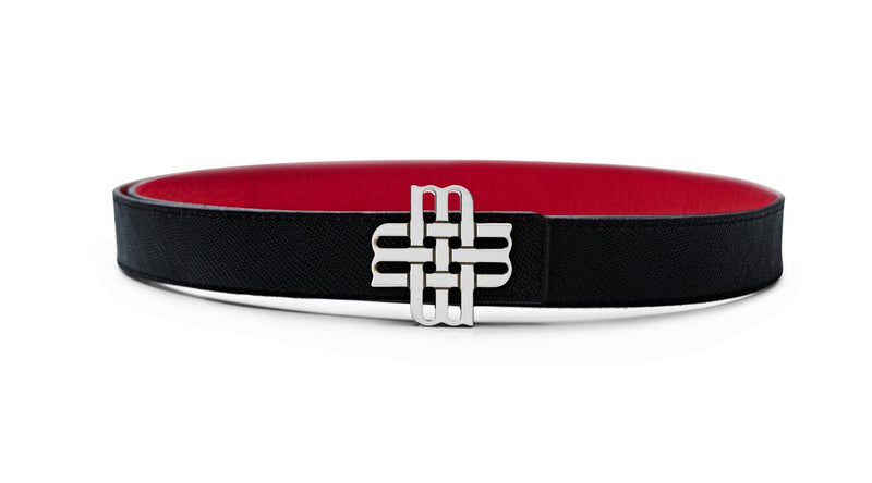 "Moment of Passion" Reversible Meqnes Signature Belt 25 mm - Red & Black | Silver Buckle