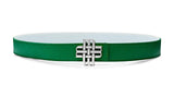 "Atlas Green" Reversible Meqnes Signature Belt 32 mm - Green & White | Golden Buckle
